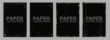 Realistic Overlay Of Paper Texture With Uneven Edges And Scratches For The Design Of Retro Vinyl Album Cover. Dirt And Dust Photo Texture Graphic Filter Set. Overlay Stamps Collection, Vintage Effect.
