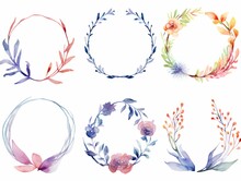 Watercolor Frames On A White Background
