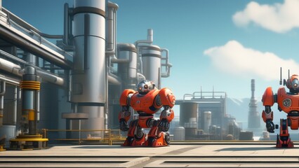 Wall Mural - ai robot factory cinematic wallpaper