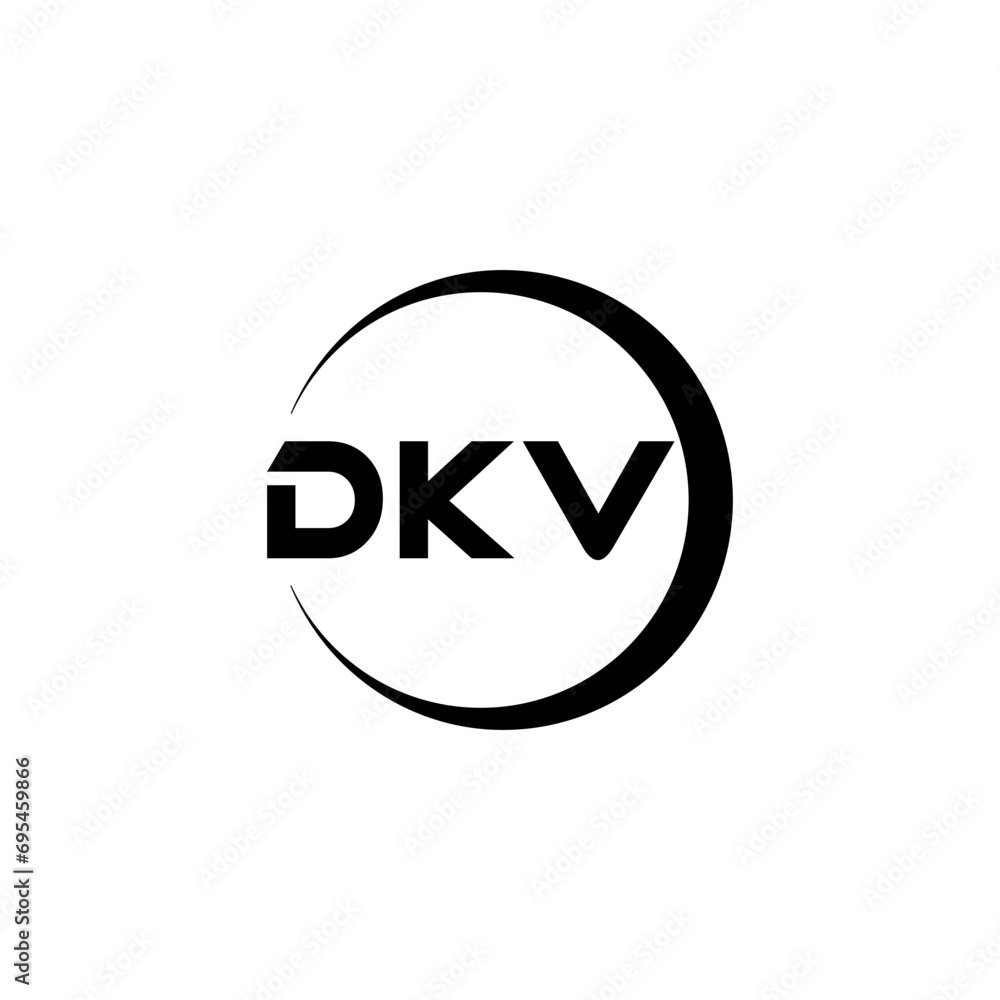 DKV letter logo design with white background in illustrator, cube logo ...