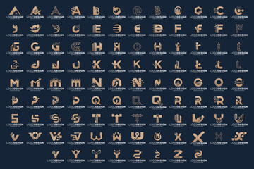 mega initial letter a to z logo design collection.