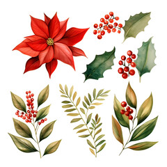 Sticker - Christmas Decor Clipart Watercolor on a transparent background