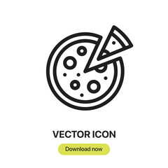 Poster - Pizza icon vector. Linear-style sign for mobile concept and web design. Pizza symbol illustration. Pixel vector graphics - Vector.	