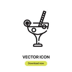 Fototapete - Cocktail icon vector. Linear-style sign for mobile concept and web design. Cocktail symbol illustration. Pixel vector graphics - Vector.	