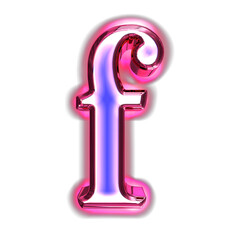 Blue symbol in a pink frame with glow. letter f