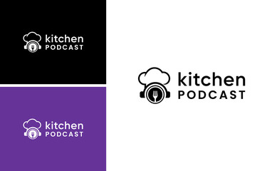 creative chef hat podcast logo design