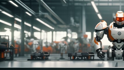 Wall Mural - ai robot factory cinematic wallpaper