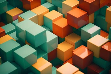Leinwandbilder - Cubic shapes arranged in a matrix with a 3D twist, forming an abstract and visually intriguing composition.