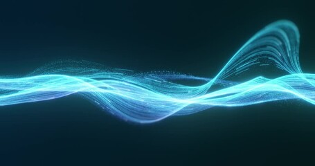 Wall Mural - glowing blue lines flow in a mesmerizing wave pattern, ideal for looping tech backgrounds in present