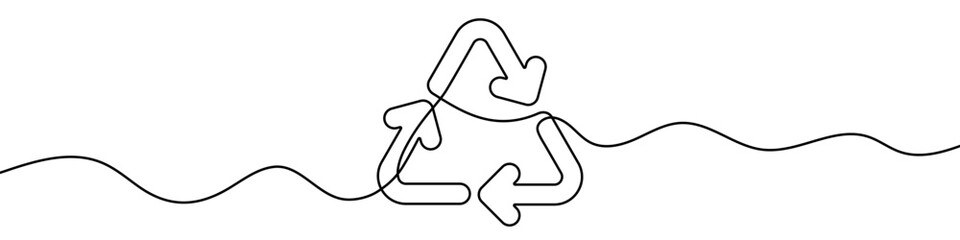 Wall Mural - Continuous editable line drawing of recycle arrow. Single line recycle icon.