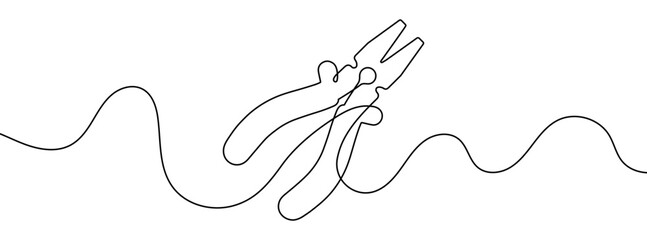 Wall Mural - Continuous editable line drawing of pliers. Single line pliers icon.