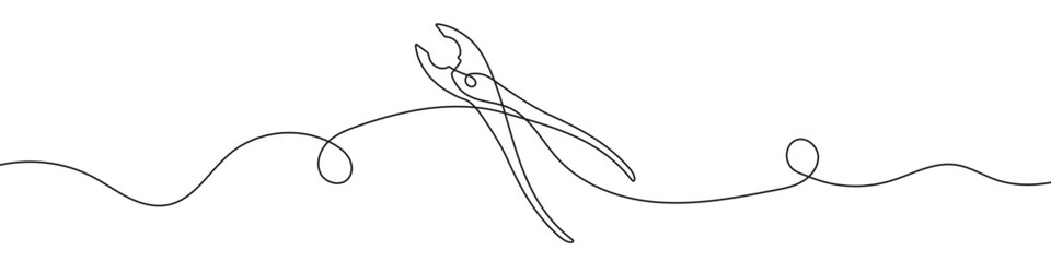 Wall Mural - continuous editable line drawing of pliers. single line pliers icon.
