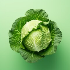 Wall Mural - Fresh cabbage flower on green background