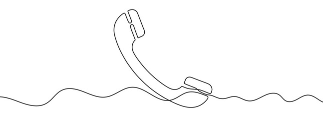 Wall Mural - continuous editable line drawing of handset. single line sun hat icon.