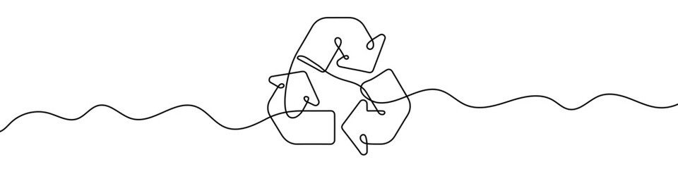 Wall Mural - continuous editable line drawing of recycle arrow. single line recycle icon.