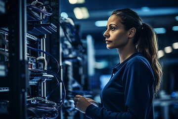 Digital technologies it programmer worker in modern network space working Generative AI