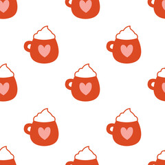 Wall Mural - seamless pattern with red cups