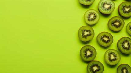 Canvas Print - Slices of kiwi fruit on kiwi background. isolated background