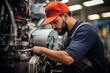 © Silvana - This professional photo captures an Industrial Maintenance Technician in action, conducting preventive maintenance on a conveyor system in a manufacturing plant
