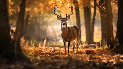 whitetail deer in the fall woods