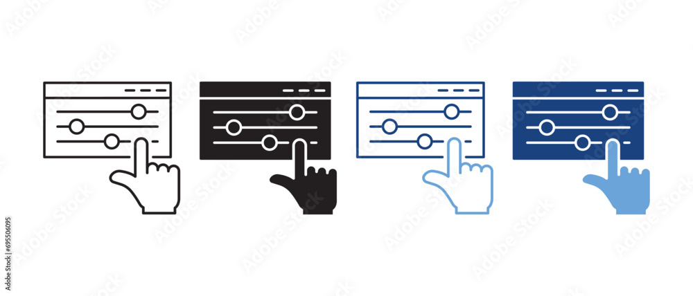 Control Set Point Icon Control Panel and Pointer Sign. Multimedia Adjusting Symbol Collection ...