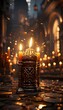 Burning candles in the Church of the Holy Sepulchre in Jerusalem