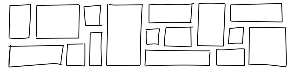 Wall Mural - hand drawn frame featuring square doodle and rectangle sketch. grunge style box with rough border. f