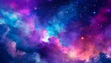 Fototapeta Kosmos - colorful space galaxy cloud nebula stary night cosmos universe science astronomy supernova background wallpaper blue and purple space background created with generative ai