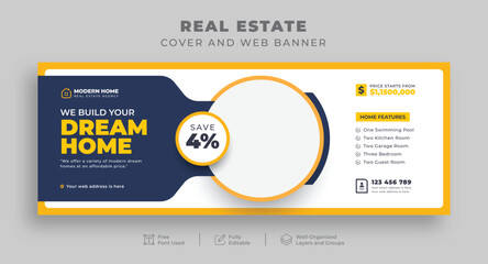 Wall Mural - real estate home sale or construction renovation handyman facebook cover for realtor house rent repa