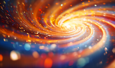 Wall Mural - Big data visualization with spinning vortex of light particles, abstract data backgrounds