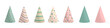 © Qeeraw - Collection of 7 flat cartoon soft pink, green and beige birthday hats or party paper caps in cone shape. Party hats stickers for celebration, anniversary