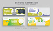 School admission Facebook cover and web banner bundle, kids' online education social media posts, or back-to-school banners