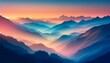 Gradient color background image with a mystical alpine sunrise theme