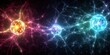 Generative AI, neuron cells with glowing background, knots in abstract dark space. Neural network	