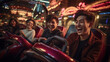 A group enjoying a laughter-filled bumper car ride.