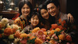 Asian family celebrating chinese new year. a portrait of a happy family
