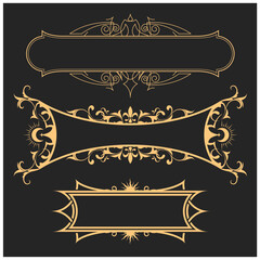 set of mystic style banners with ornamental border, tarot style frames with curls, esoteric borders,