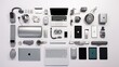 © Muhammad - An array of tech gadgets neatly organized on a monochromatic desk, creating a visually appealing workspace