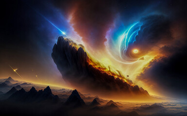 Wall Mural - black hole planets stars abstraction illusion something that is not