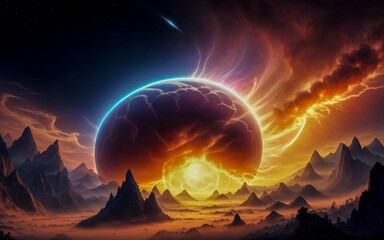 Wall Mural - black hole planets stars abstraction illusion something that is not