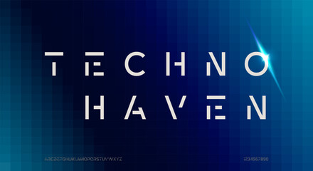Wall Mural - futuristic techno alphabet font design. digital space typography vector illustration