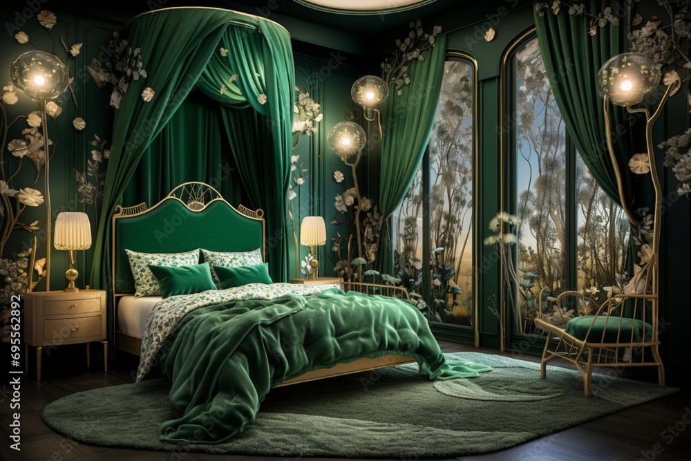 A captivating children's bedroom featuring a 3D intricate pattern in ...