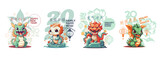 Fototapeta Fototapety na ścianę do pokoju dziecięcego - Cute Dragons. 2024. Happy Chinese New Year. Set of vector illustrations. Little dragon character for Chinese New Year. 
