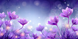 Fototapeta Kwiaty - Abstract illustration backgotund with purple spring crocus flowers 