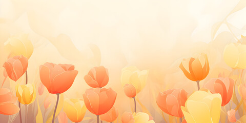 Wall Mural - Abstract floral background with orange flowers