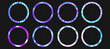 A set of round frames for the avatar of the user. Holographic effect of stickers. On transparent background as png