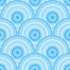 Ethnic circle shapes seamless geometric pattern.