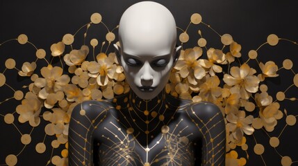 Wall Mural - A mannequin dressed in black and gold