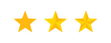  Graphic Elements Of Three Golden Stars – One Star In A 2D Plane And Two Stars With 3D Effects