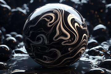 Wall Mural - enigmatic obsidian and onyx designs intertwine, crafting intricate 3d patterns on seamless glass tex